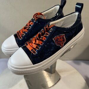 Navy and Orange Sequin Sneakers